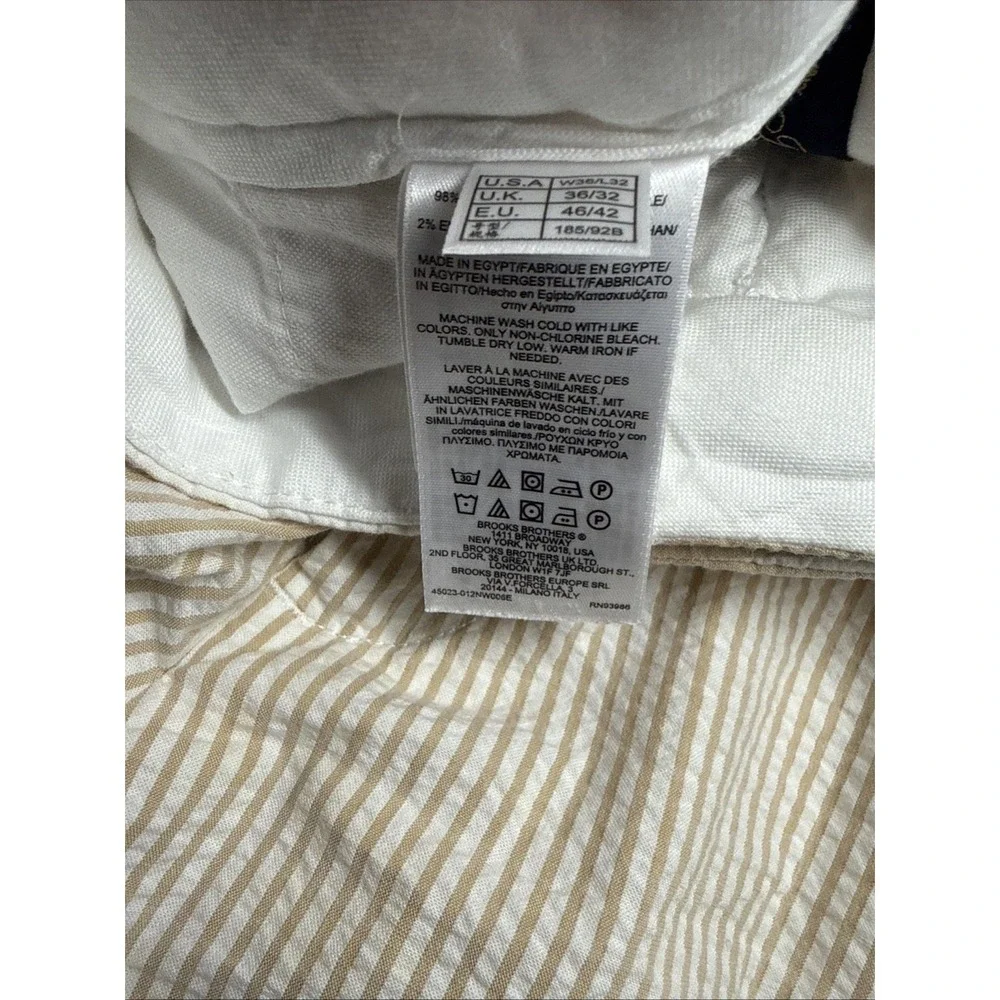 Brooks Brothers 36x32 Yellow Pinstriped Flat Front Clark Light WeightChino Pants